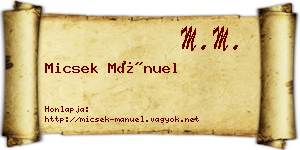 Micsek Mánuel névjegykártya